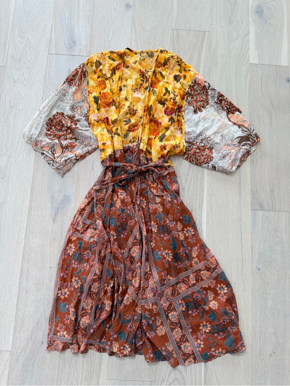 Free People Bohemian Floral Mix-Print Robe